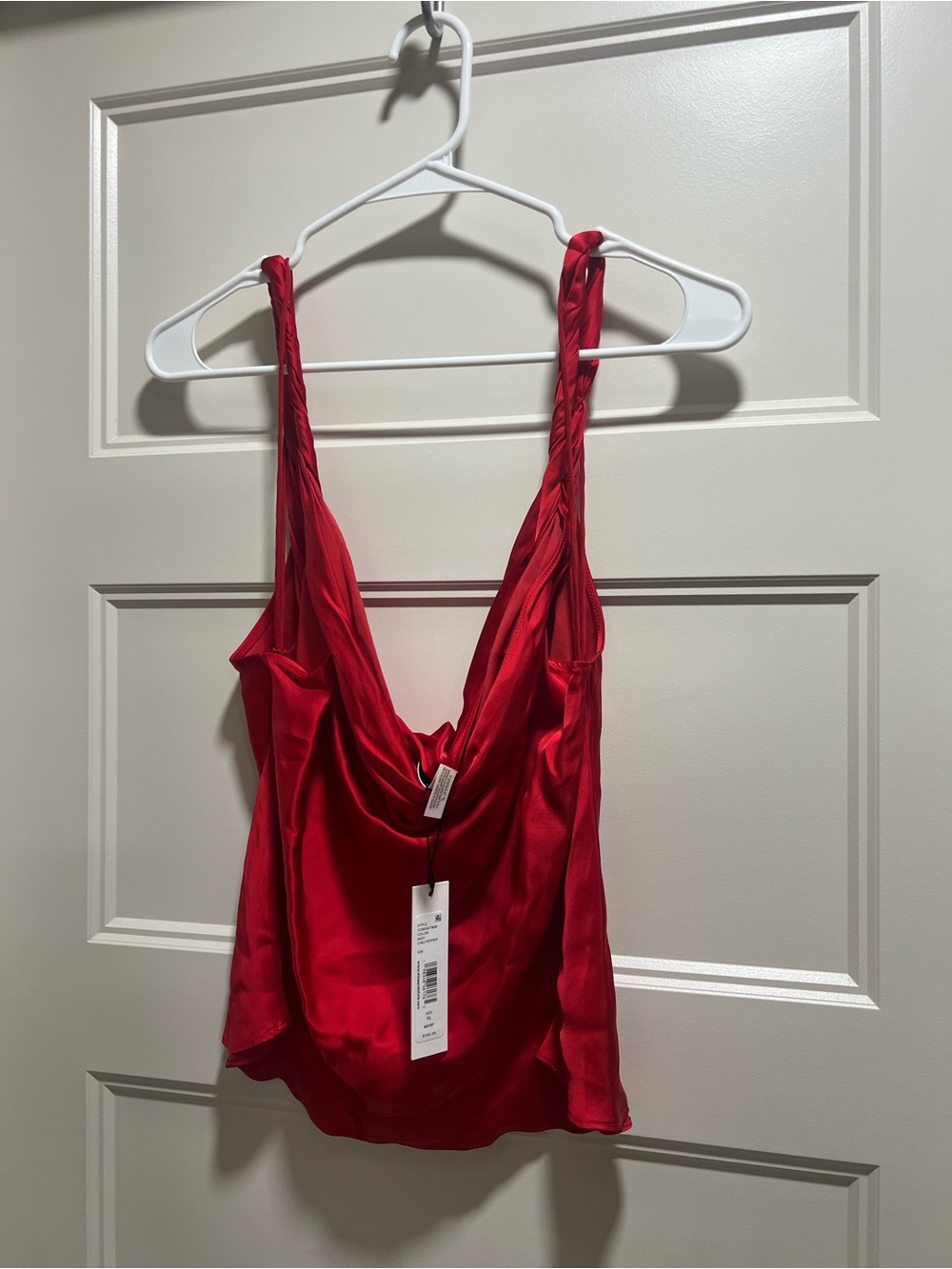 Alice + Olivia Red Satin Cowl Slip Camisole